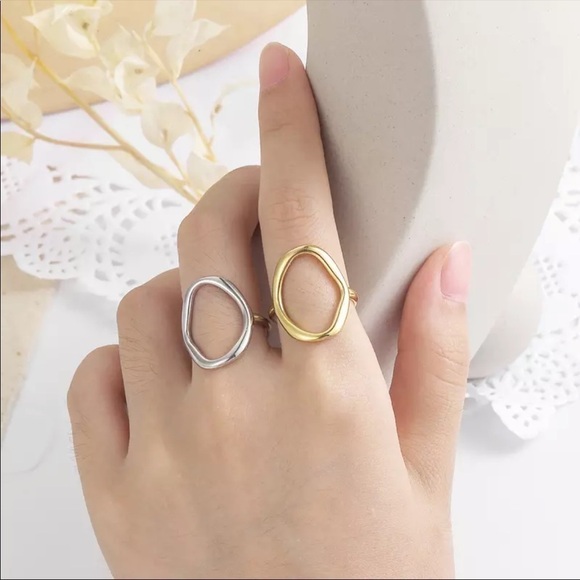 𝅺💎NEW 925 Silver / Gold Minimalist Circle Ring - Picture 1 of 12